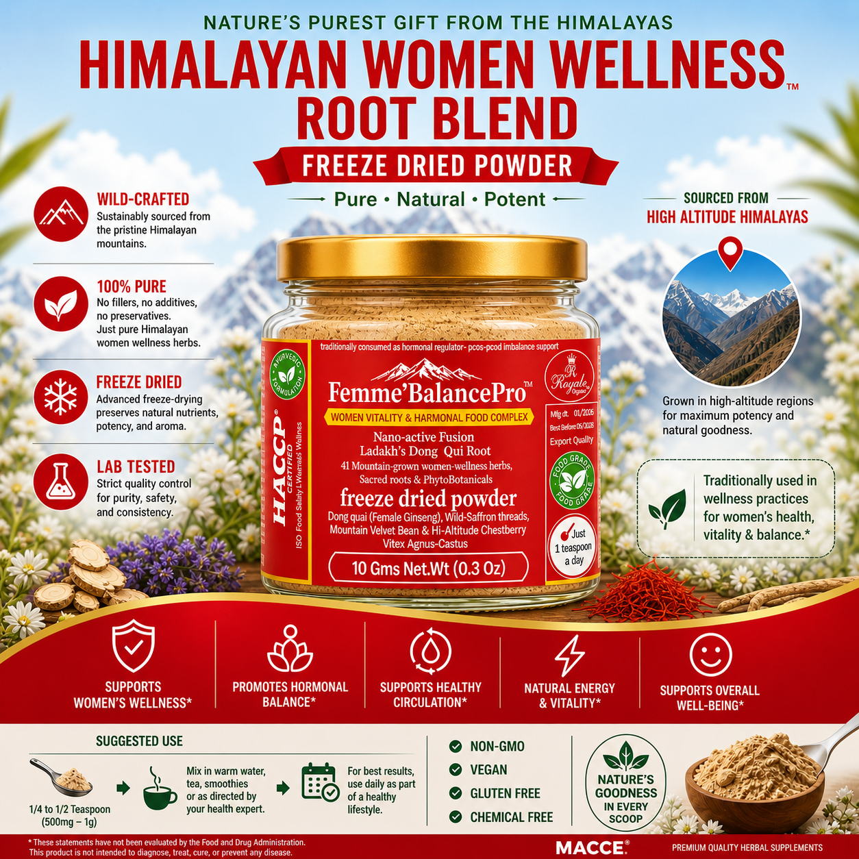 FemmeBalancePro Herb Fusion (Woman Vitality- Harmone Enhancer) Mood Enhancer 10 Gm