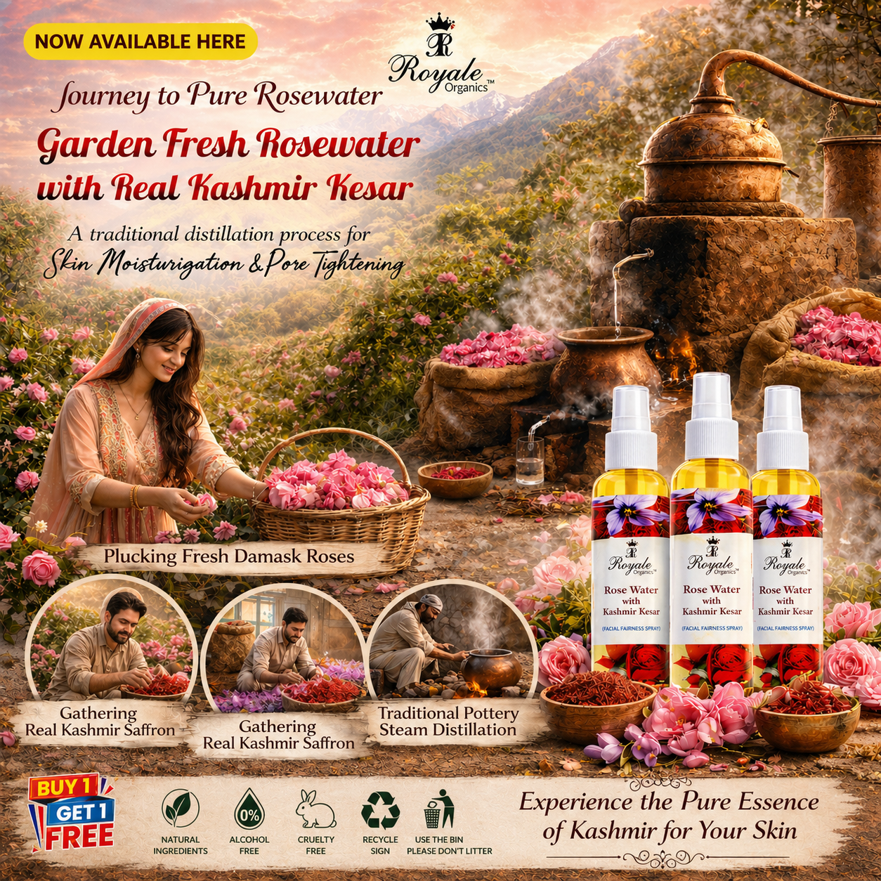 Rosewater with Kashmir Kesar (1+1 Offer Pack) 99+99 ml