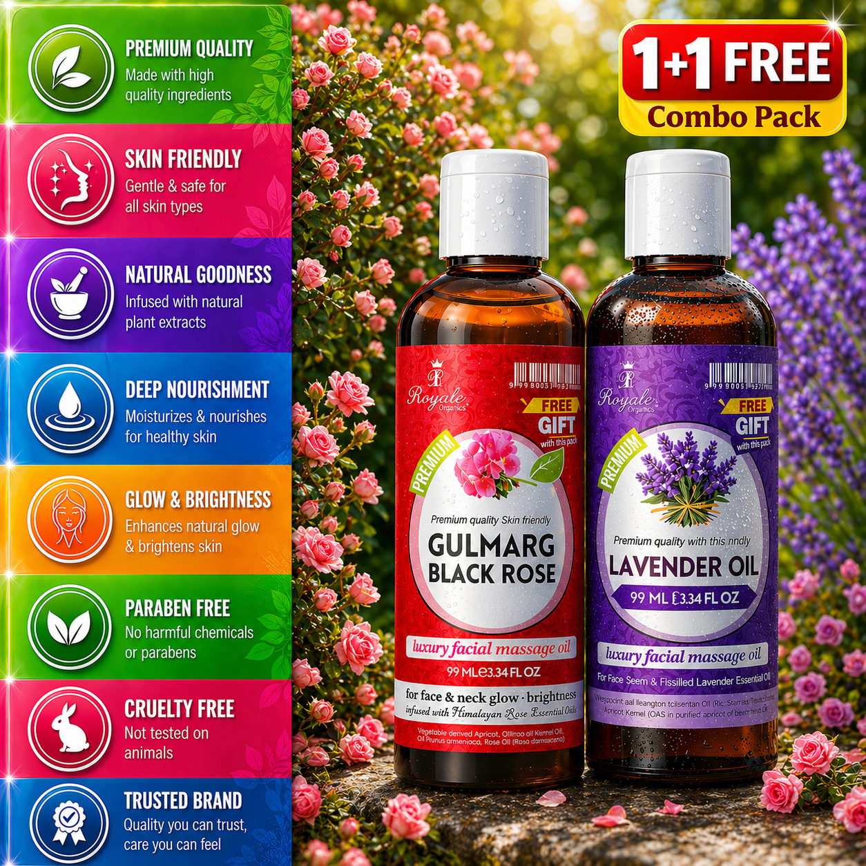 Gulmarg Rose Oil & Wild Lavender Spa Massage (99+99 ml Combo)