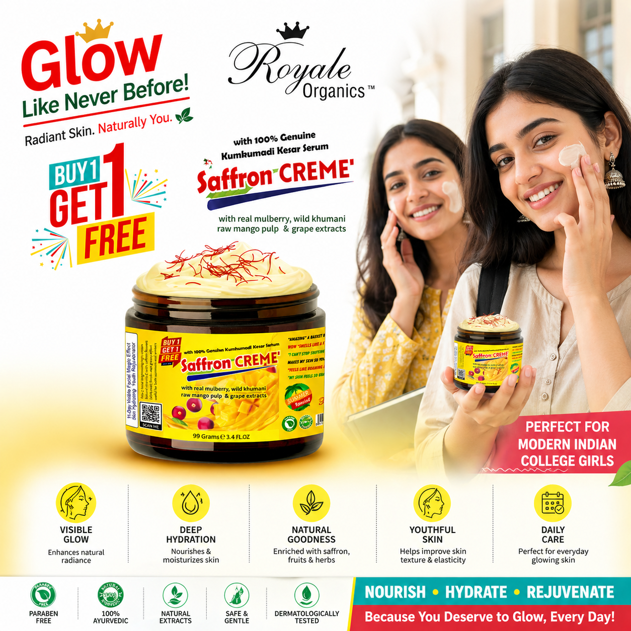 Saffron Creme (Matte Finish-crafted in Almond Milk) 1+1 Offer 99+99ml