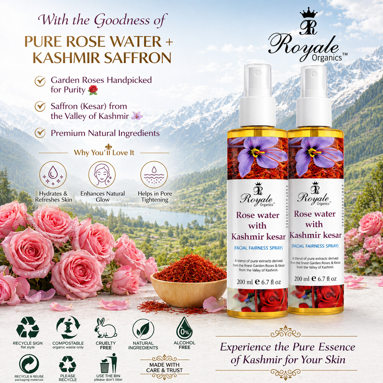 Rosewater with Kashmir Kesar (1+1 Offer Pack) 99+99 ml