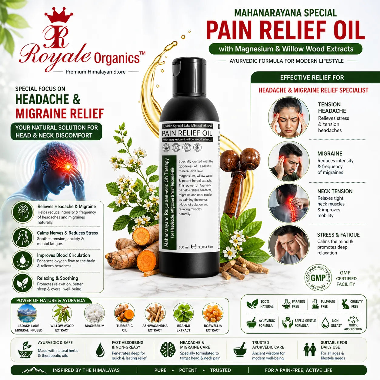 Mahanarayana Head-Ache & Migrain Specialist Pain Oil- 99 ml