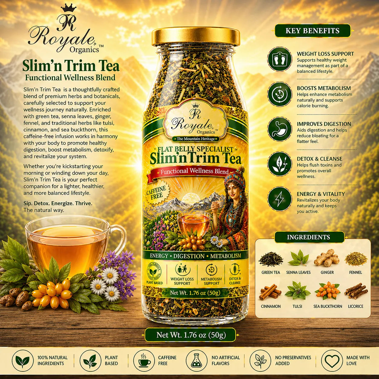 Slim'n'Trim Tea- Flat Belly Functional Specialist (Caffeine & Sugar-Free)