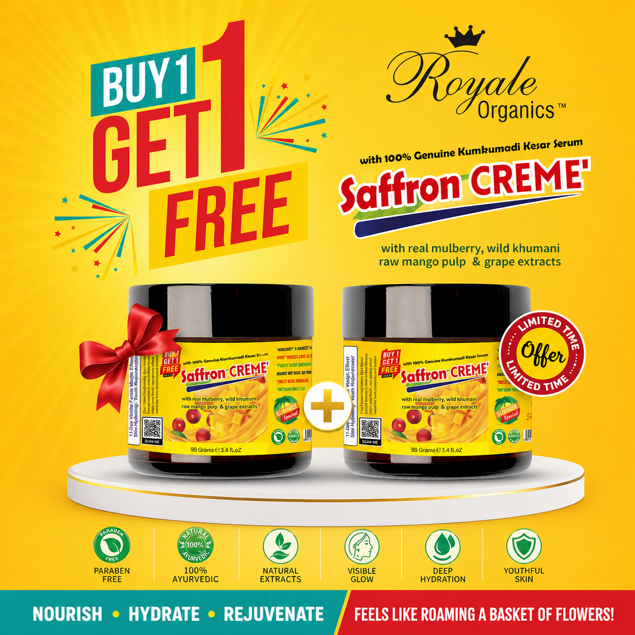 Saffron Creme (Matte Finish-crafted in Almond Milk) 1+1 Offer 99+99ml