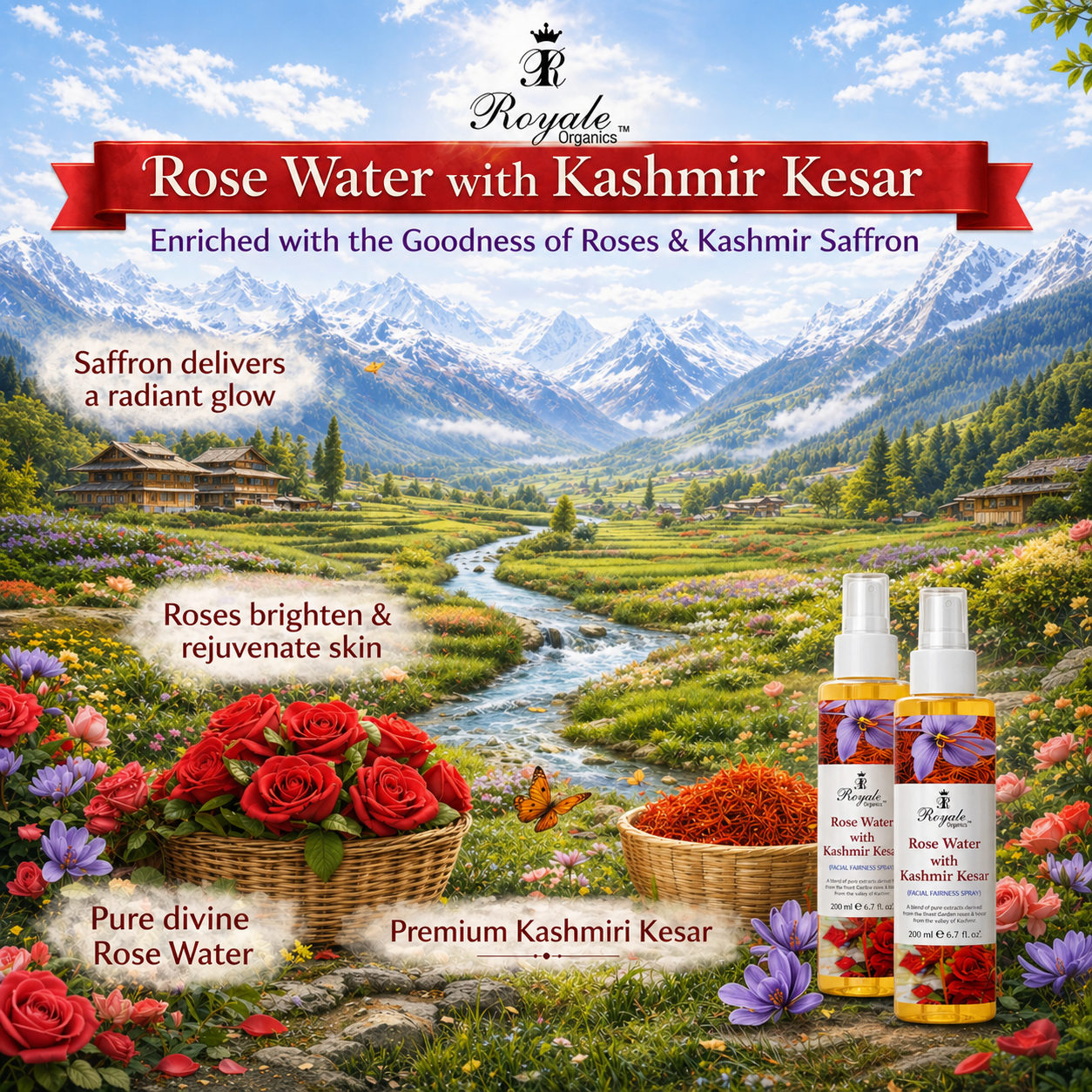 Rosewater with Kashmir Kesar (1+1 Offer Pack) 99+99 ml
