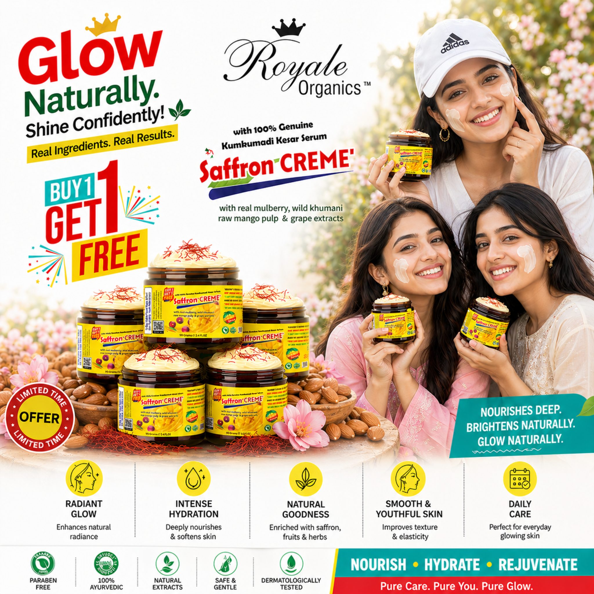 Saffron Creme (Matte Finish-crafted in Almond Milk) 1+1 Offer 99+99ml