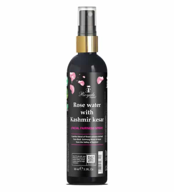 Royale Organics Luxury Rosewater Facial Spray mist (made with fresh Gulmarg Black Rose & Kashmir Saffron- 100% Natural Organics ingredients) 100 ml